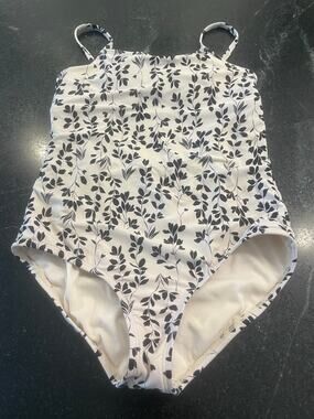 GB Girls white and black floral one piece swimsuit 16
